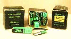 Esterbrook fountain pen nibs and packaging boxes.
