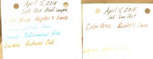 Ink test comparison on two sheets.