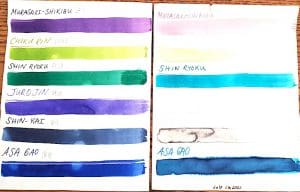 Color swatches on white paper sheets.
