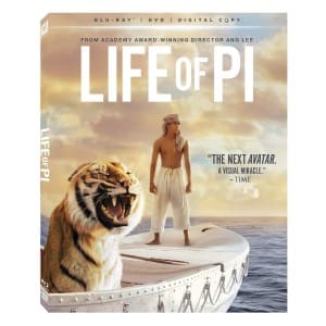 Life of Pi" DVD cover with tiger.