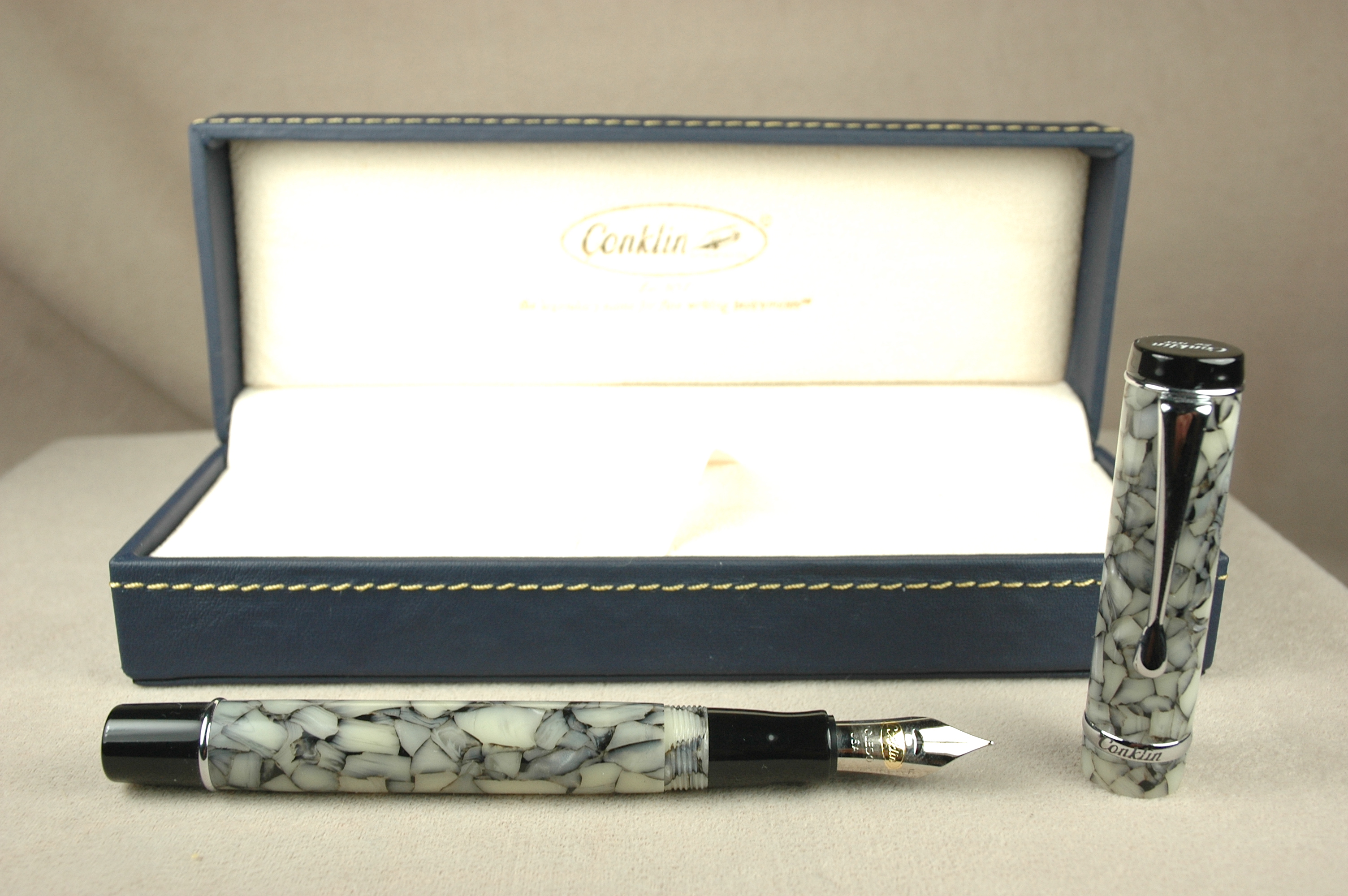 It's truly a great pen. Conklin duragraph, Abalone Nights, medium nib. From  truphae. On sale. Mark Twain was once a spokesman for the Conklin Pen  Company. More in a comment. : r/fountainpens